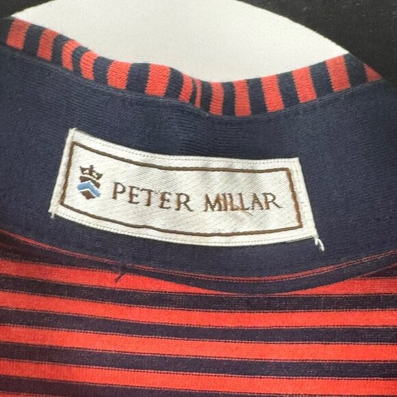Peter Millar Red/Navy Stripe 100% Cotton Polo Shirt Mens Size L - Picture 5 of 5